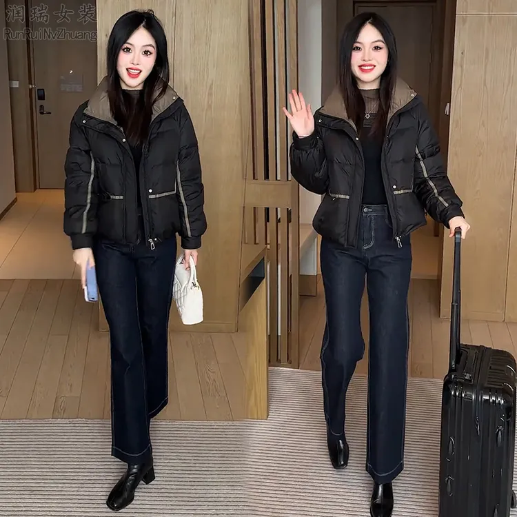 休闲潮流短款立领棉服女2025冬季新款韩版时尚百搭加厚保暖棉服潮