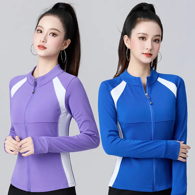 速干衣外穿新款健身操户外跳操衣服广场舞服装立领拉链跑步运动服