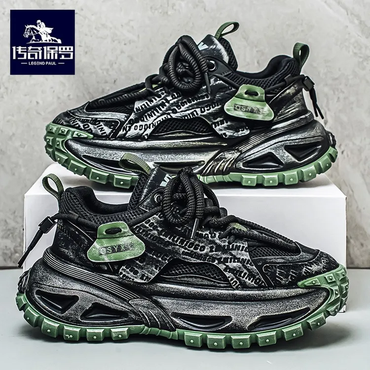 传奇保罗老爹鞋男2025秋季新款透气小众擦色复古百搭休闲运动潮鞋