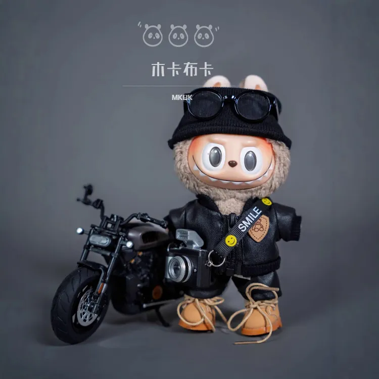【仅售衣服】Labubu坐坐派对机车小皮衣服马卡龙搪胶玩偶娃衣套装