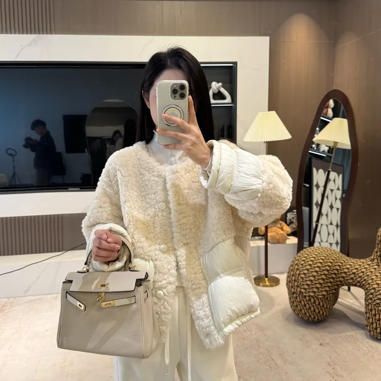 宿慕SUMU 冬季新款95白鸭绒拼接羽绒外套10-23洋气羽绒外套9025