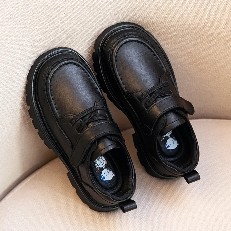 男童皮鞋真皮儿童黑色英伦春秋新款中大童黑色软底防滑耐磨表演鞋