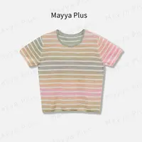 【彩虹条纹】MayyaPlus麦芽定制渐变圆领条纹针织衫短袖T恤32528386
