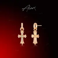 AIAX 镀K金夏上新2025新款小众首饰十字架耳环送女友老婆TSL1529