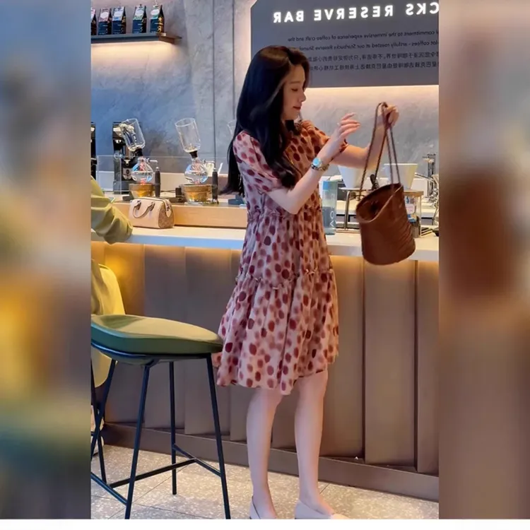 法式气质波点高级显瘦时尚连衣裙2025夏季新款爆款轻熟风收腰裙子