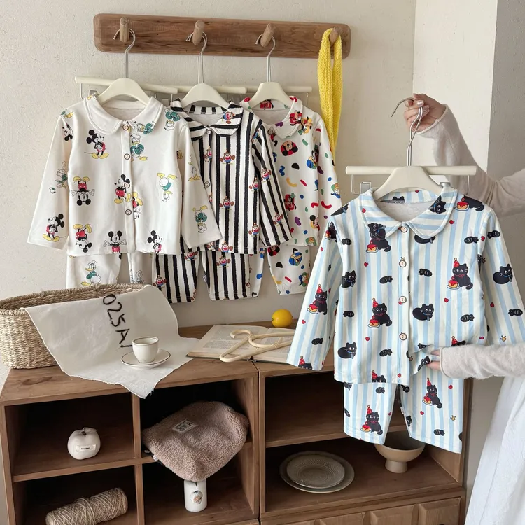 【10A抗菌】羊毛蚕丝儿童秋冬男女童睡衣家居服翻领开衫两件套ddy2