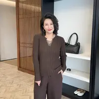 微胖女装【絮语】V领珠珠毛衣针织衫个性松弛感百搭小众925