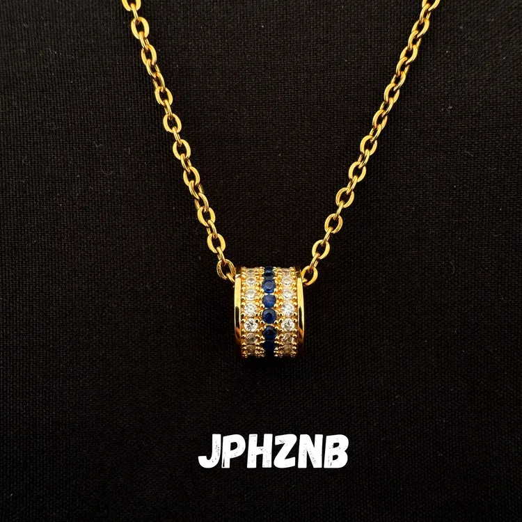 铜合金项链 蓝宝小蛮腰三排微镶锆石男女高级感锁骨链配饰高定版 