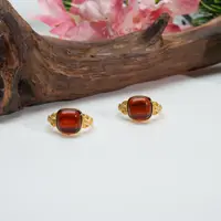  【小北珠宝】S925银琥珀戒指约10*10mm【多样性发一件】15-BH03X1107
