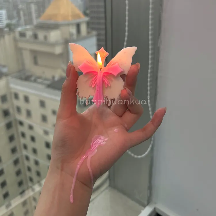 【白粉】禁锢蝴蝶42度香熏蜡烛摆件纯手工作