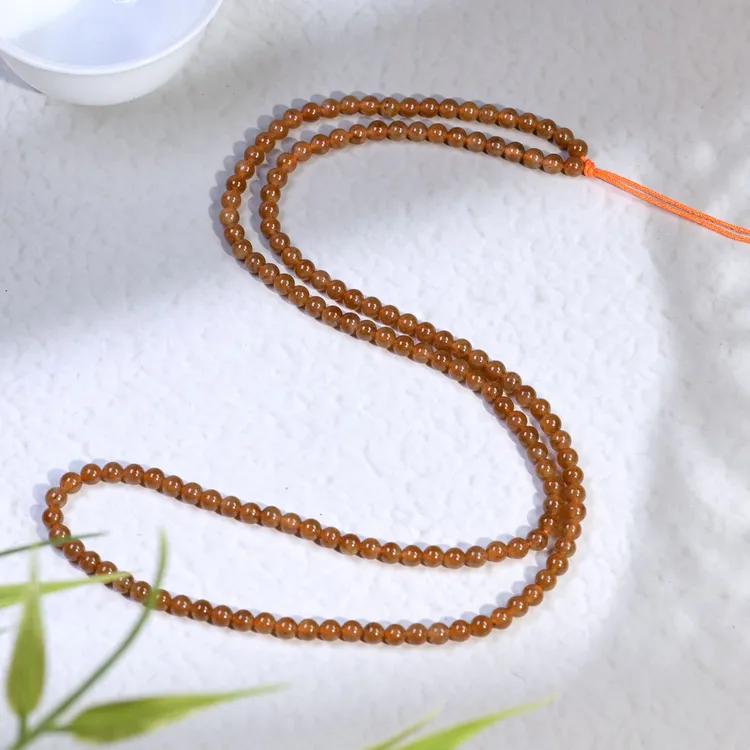 爱思尔新疆和田玉项链且末糖红糖4mm小米珠MD0529-14（多样性发货）
