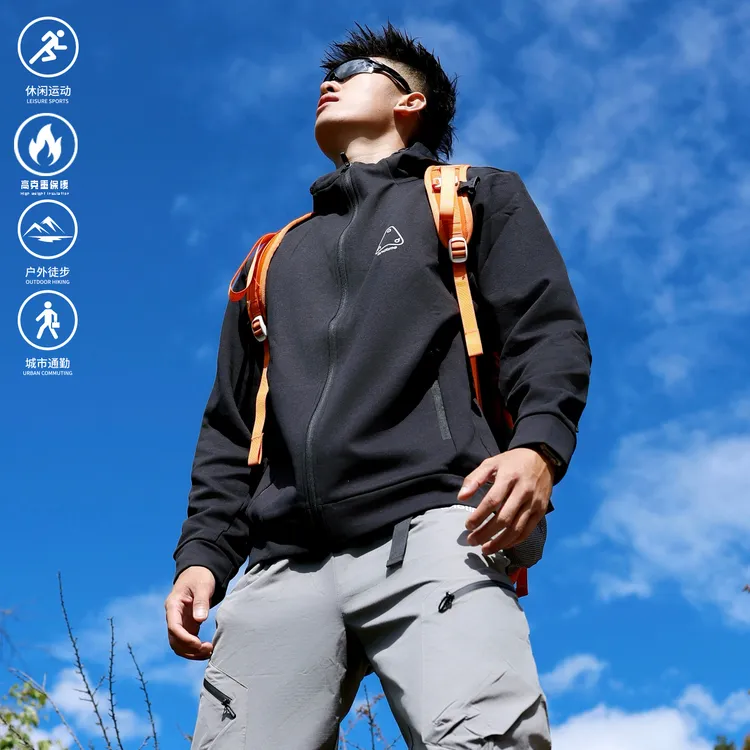 andtime美式潮流运动外套复古宽松户外保暖外套帽开衫连帽卫衣衫