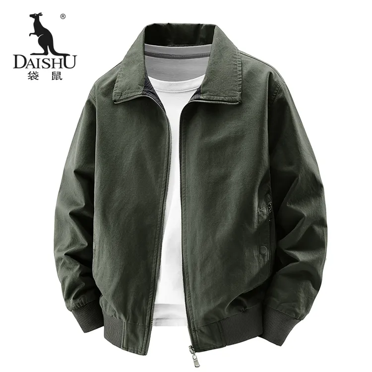 袋鼠男士夹克双面穿美式外套春秋宽松休闲复古飞行员两面穿男装