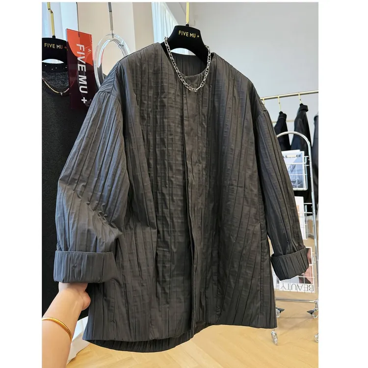 大码女装胖MM法式肌理感圆领西装外套秋冬新款宽松显瘦超好看上衣