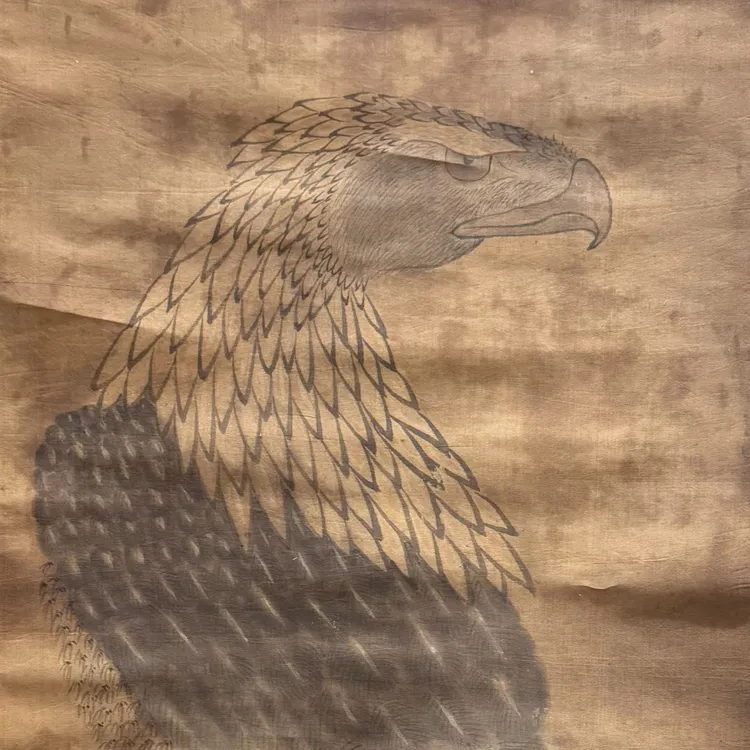 回流字画-老绢本墨笔鹰图