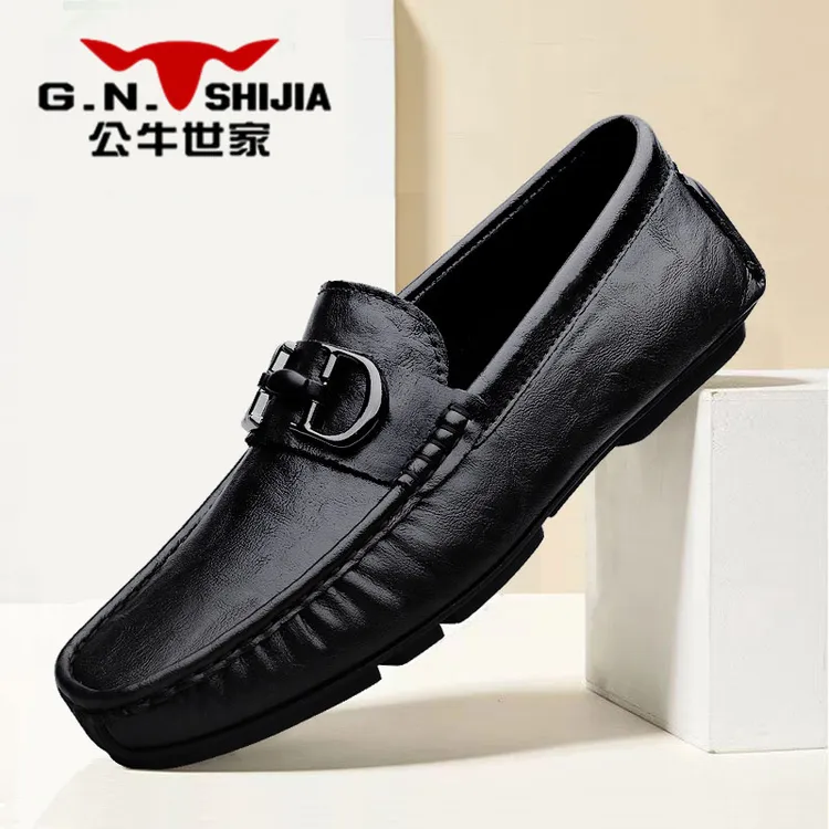 G.N.Shi Jia/公牛世家男士真皮豆豆鞋时尚潮流夏季透气软底开车鞋