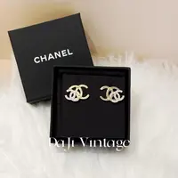 大吉中古/Chanel香奈儿双子星双c水钻耳钉