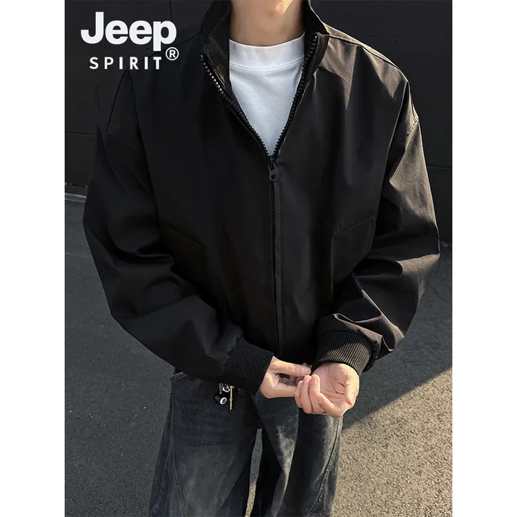 吉普美式bomber飞行员夹克外套男款春秋季cleanfit短款高街棒球服