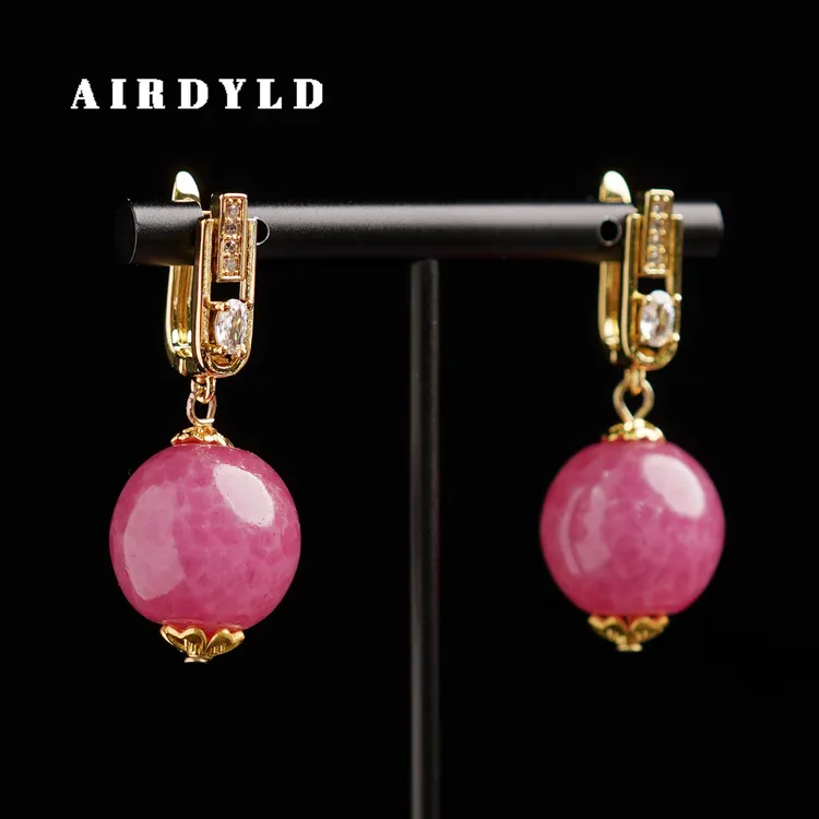 黄铜琉璃耳饰 【嫣红耳环】简约时尚百搭金红蛙皮琉璃耳环