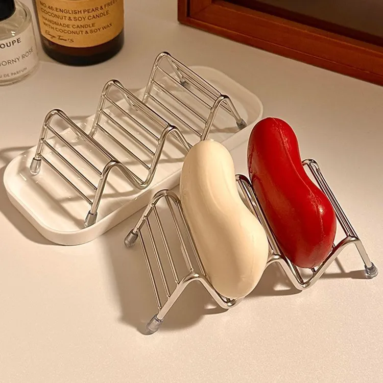 台面肥皂盒家用卫生间沥水肥皂架304不锈钢香皂盒置物架浴室香皂