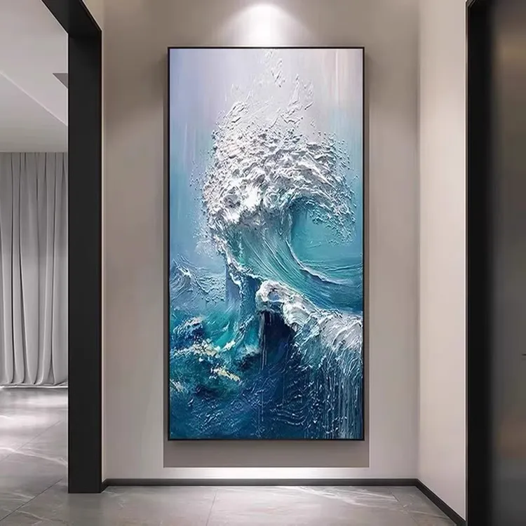 橙帆破浪装饰玄关一帆风顺皮雕肌理客厅挂画新款抽象大芬