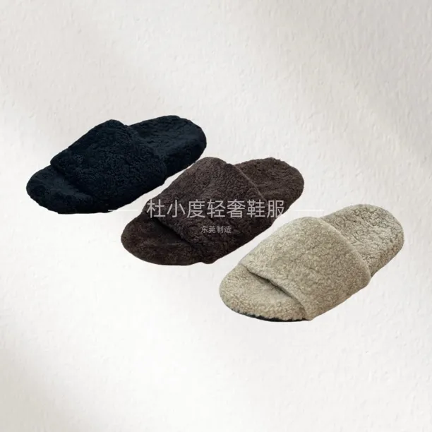 欧洲站2025秋冬新款皮毛一体一字拖女外穿毛毛鞋女鞋拖鞋舒适百搭
