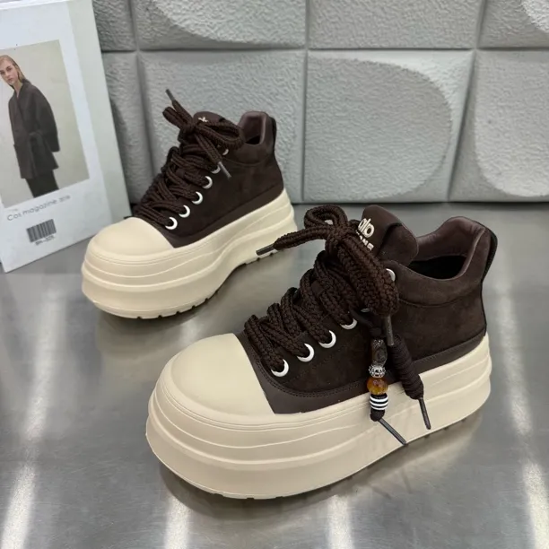 鞋G651-588新款厚底松糕反绒皮圆头时尚休闲鞋底厚7公分增高舒适