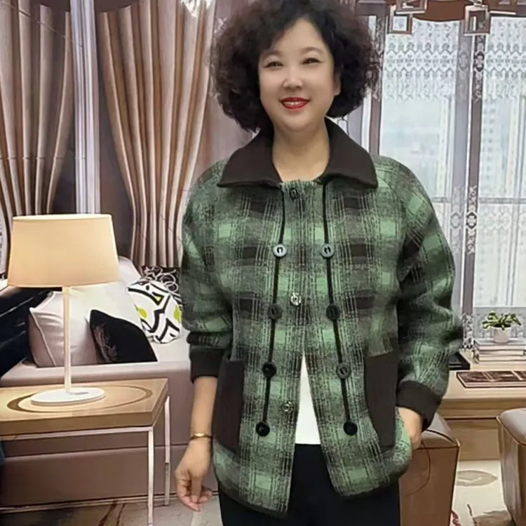 中老年妈妈外套春秋新款时尚休闲上衣