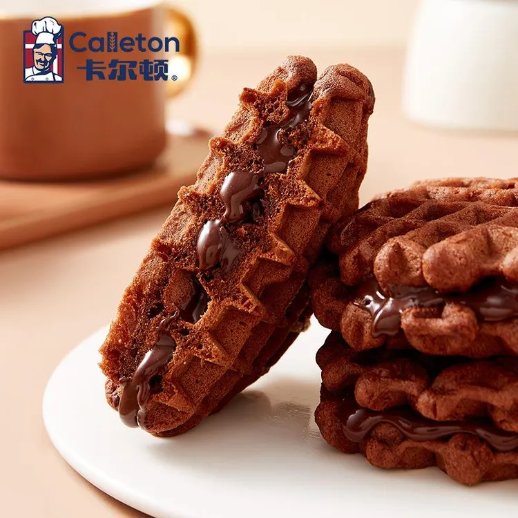 卡尔顿生巧爆浆华夫饼面包蛋糕早餐休闲整箱零食品巧克力点心g