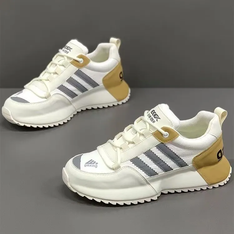 欧洲站男鞋2025夏季三道杠运动休闲鞋软底增高阿甘老爹鞋子男潮流