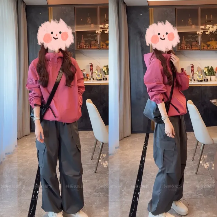 2025早秋新款户外三防冲锋衣外套休闲宽松工装裤两件套