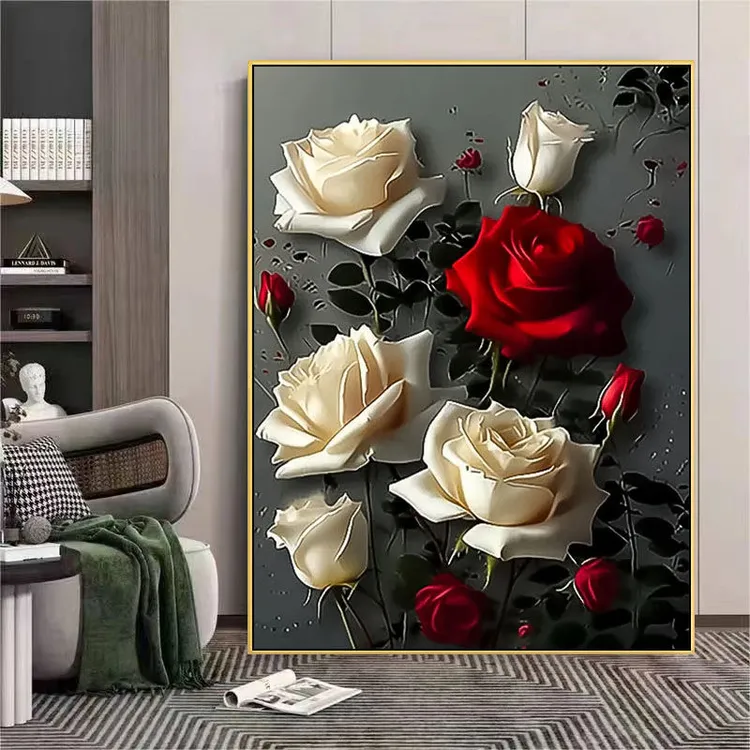 高级玫瑰花高颜值花卉爱情忠贞不渝小众客厅餐厅沙发背景装饰画