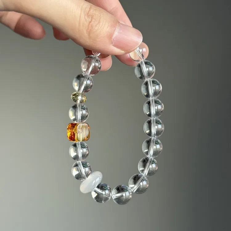 【酸辣猪肘面专属】天然净体双 A 白水晶手串玻璃体纯净体琥珀手串