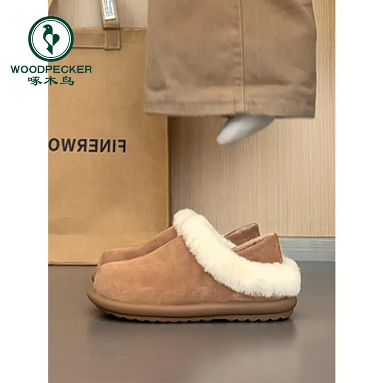 啄木鸟复古两穿勃肯鞋女2025秋冬季新款加绒保暖毛毛棉鞋雪地靴女