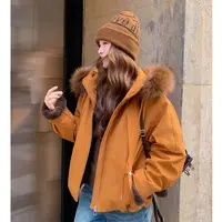 KT【工装风大毛领】休闲加厚连帽超好看棉服外套5865.Q