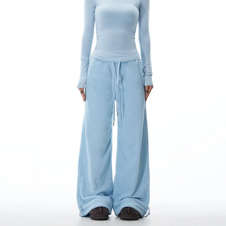 基础四色休闲卫裤内里加绒裤脚抽绳一裤两穿百搭休闲裤束脚懒人裤