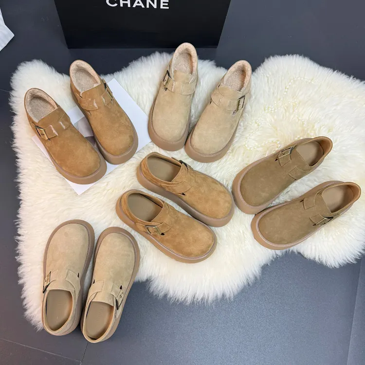 内增高7cm复古真皮厚底勃肯鞋女2025秋冬新款加绒百搭休闲女鞋