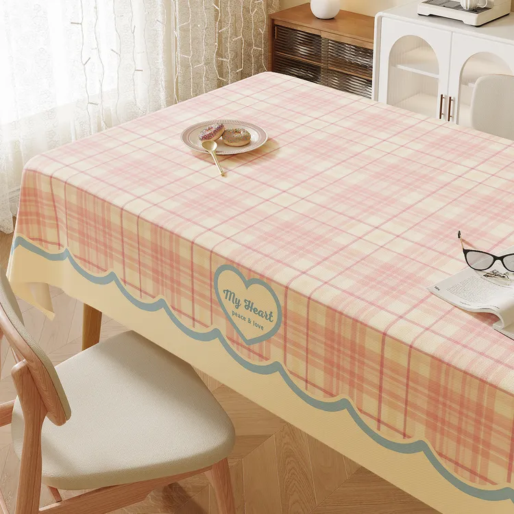 小清新餐桌布防水防油免洗2025新款轻奢高级感格子茶几台布桌面垫