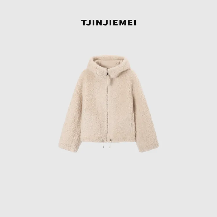 T井姐妹【毛茸茸】设计感简约时尚100羊毛连帽大衣外套WT2511-25256