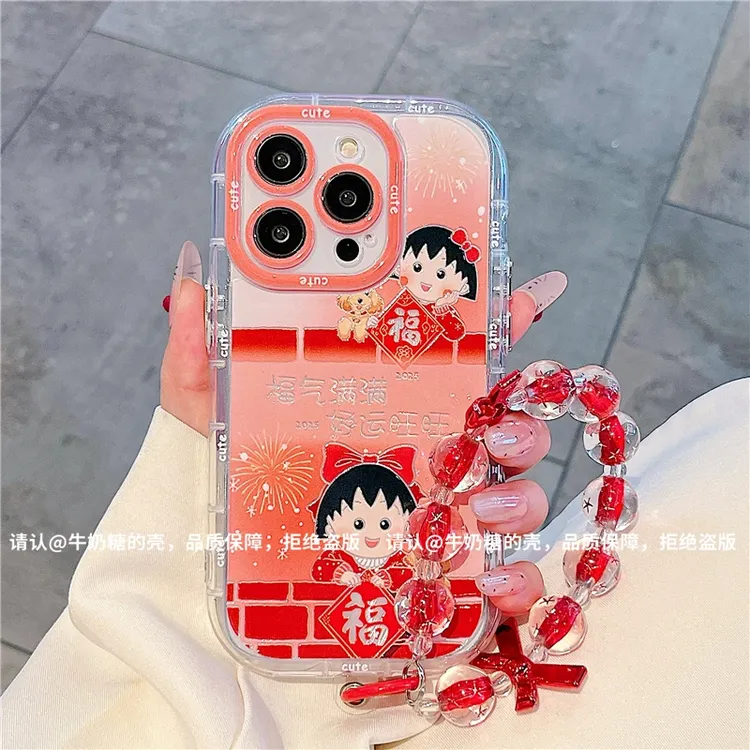 新款福气满满羽纱手机壳适用苹果16promax新款华为vivo小米15OPPO