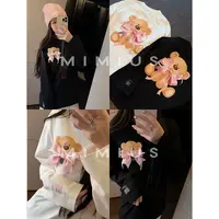 【mimius】U 萌趣可爱蝴蝶结小熊圆领长袖T恤 G09123