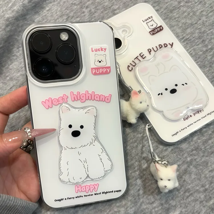 西高地立体挂件适用苹果16手机壳iPhone15小米14女vivoppo华为p70