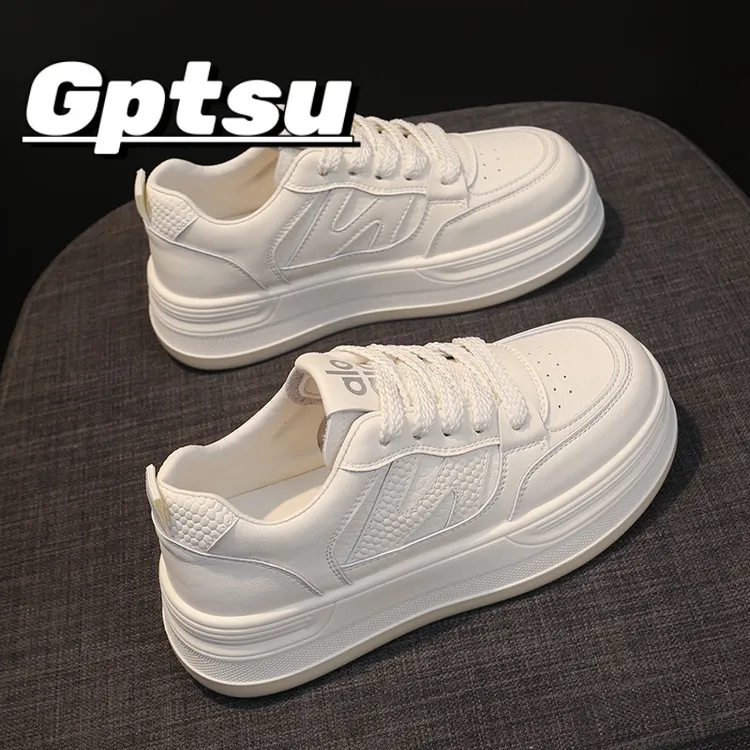 GPTSu小白鞋女新款春秋季时尚百搭厚底增高软底韩版不累脚板鞋女