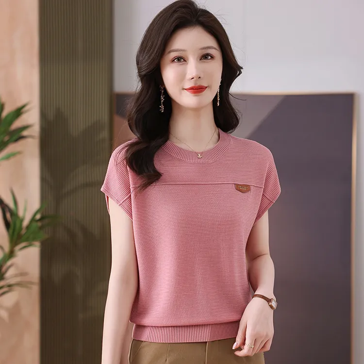 夏季清凉100%天丝莱赛尔透气气质宽松短袖T恤衫薄款圆领针织大码