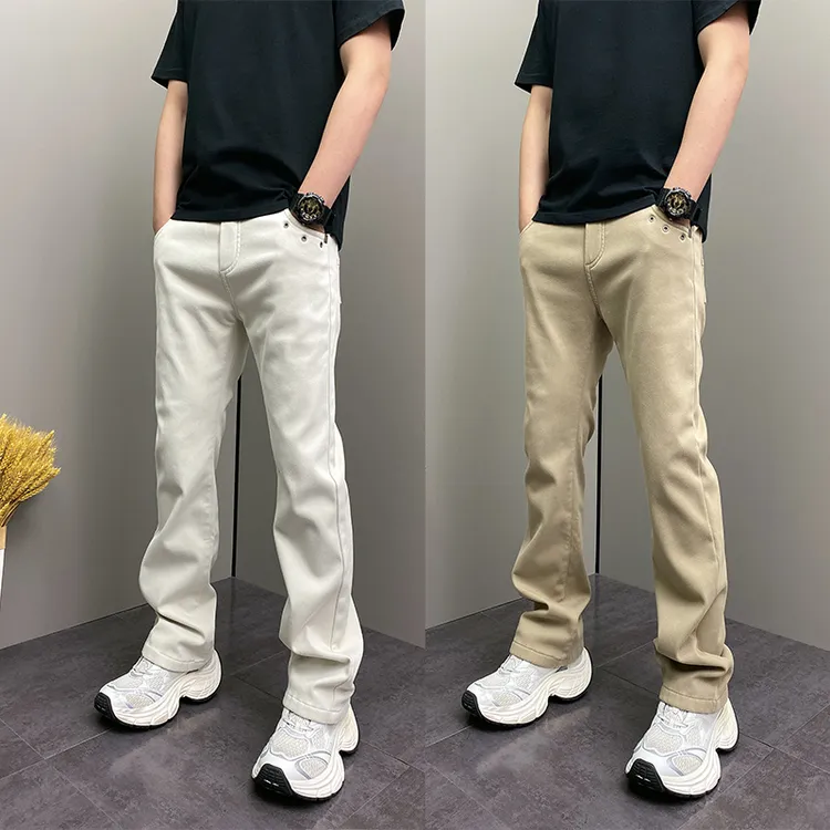 美式高街帅气显腿长小直筒水洗牛仔裤男痞帅风潮牌宽松显瘦加绒裤