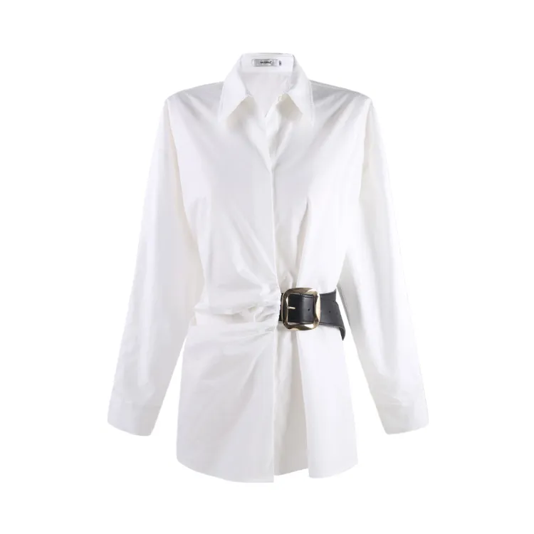 【京京】2025年春季上衣皮带收腰长袖衬衣HBZC622186