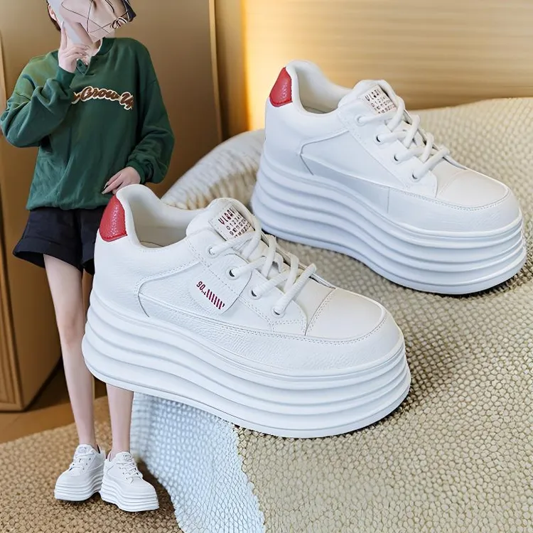内增高8cm高跟不累脚休闲小白鞋女ins韩版厚底松糕鞋2025秋季爆款