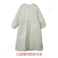冬-续吉麻衣25-2354【‌青绾】圆领单排扣长袖百搭宽松中长款棉衣