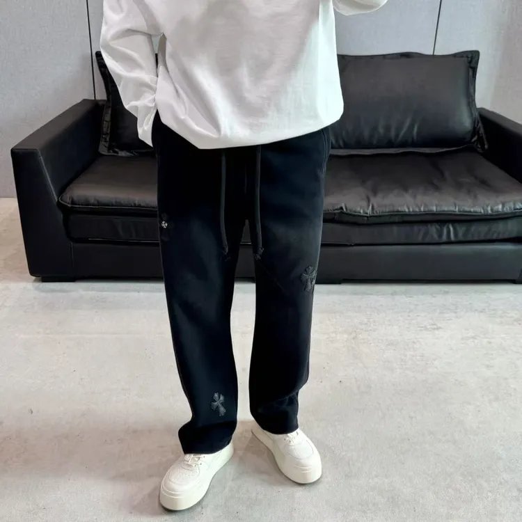 秋冬卫裤重磅400克水洗做旧保暖长裤百搭刺绣潮流直筒常规款960