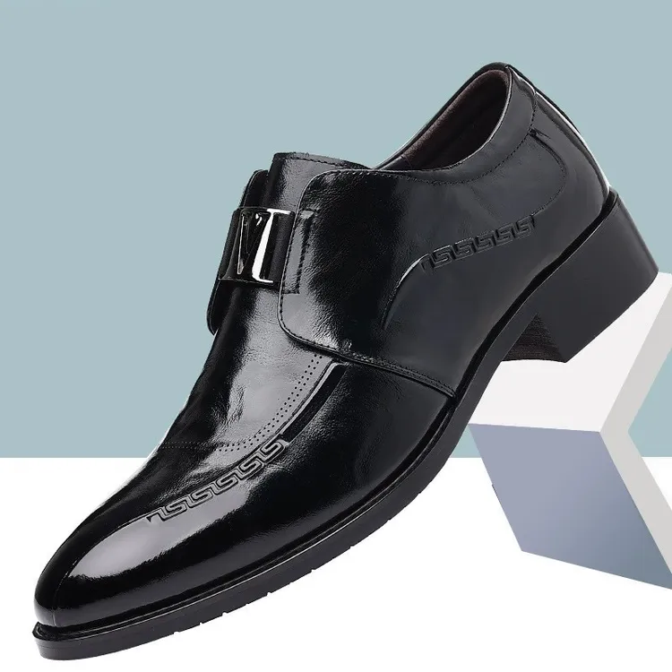 温州皮鞋男款真皮透气休闲鞋百搭男士豆豆鞋男士正装一脚蹬休闲鞋